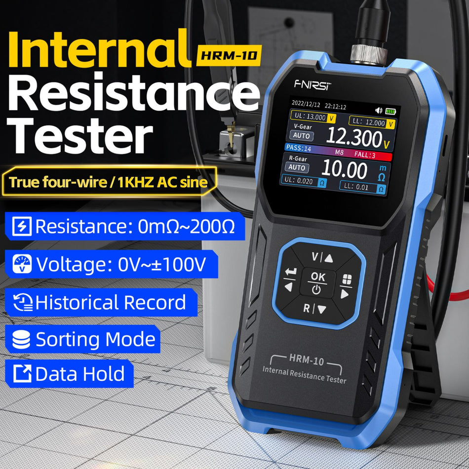 FNIRSI HRM-10 Battery Internal Resistance Tester 4-Wire Voltage Meter