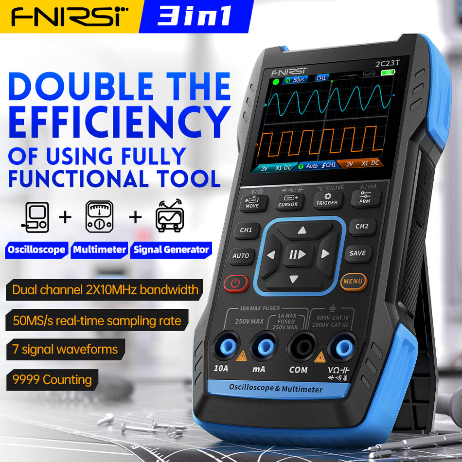 FNIRSI 2C53T Oscilloscope Multimeter 50MHz 2CH 20000 Counts True RMS