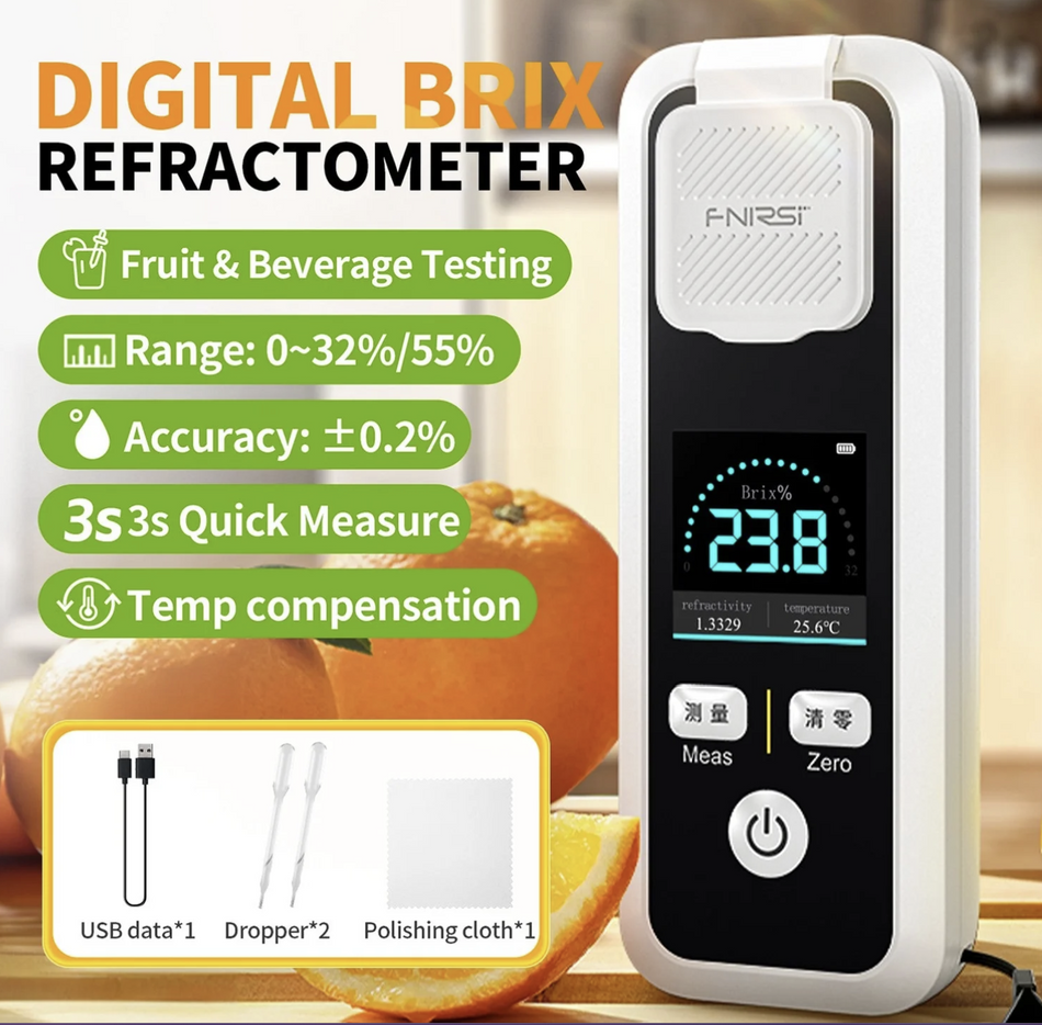 FNIRSI JBM-10 Digital Brix Refractometer High-Precision Sugar Meter IPX6