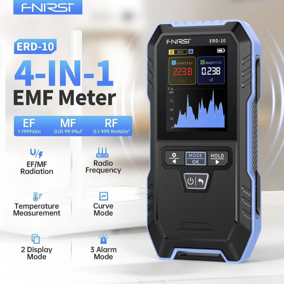 FNIRSI ERD-10 4-in-1 EMF Meter Electromagnetic Radiation Detector 2.4" Color TFT